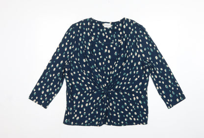 Eastex Women’s Blue Spot Print Wrap Blouse UK 18 Long Sleeve