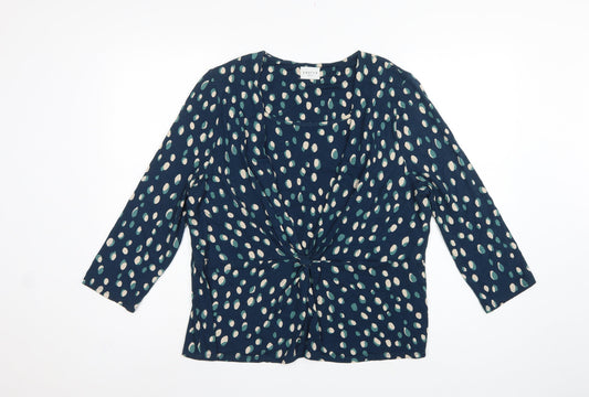 Eastex Women’s Blue Spot Print Wrap Blouse UK 18 Long Sleeve