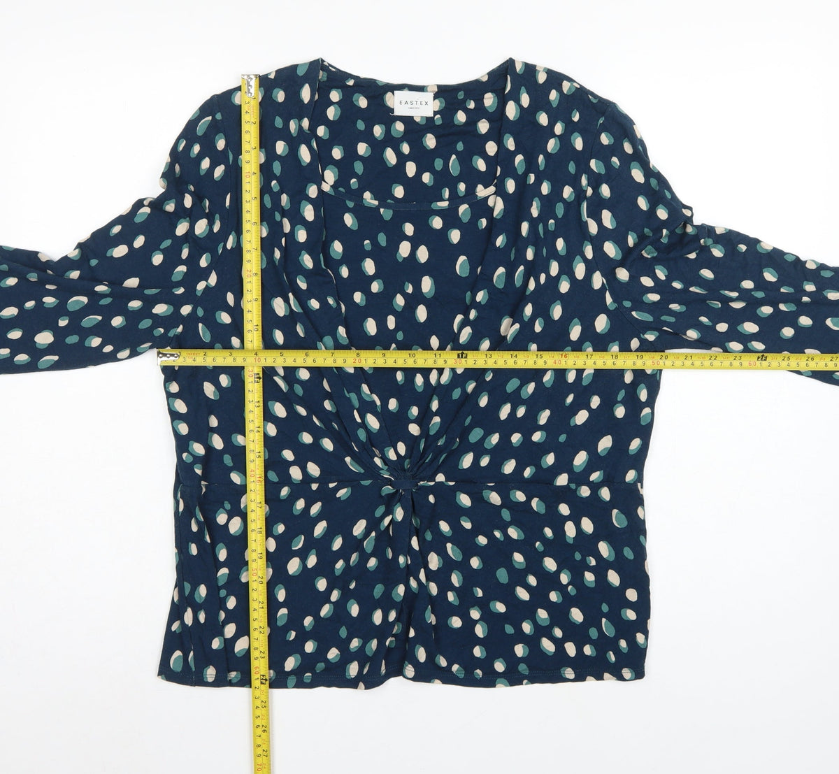 Eastex Women’s Blue Spot Print Wrap Blouse UK 18 Long Sleeve