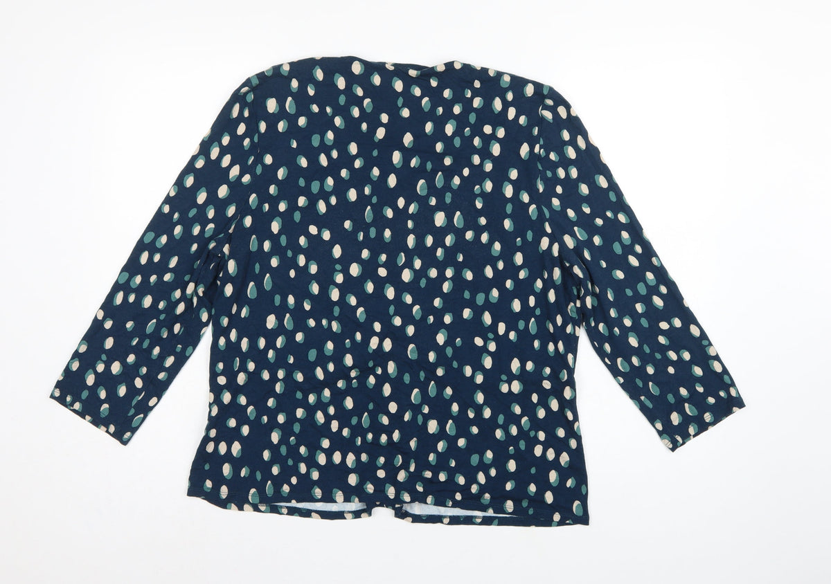 Eastex Women’s Blue Spot Print Wrap Blouse UK 18 Long Sleeve