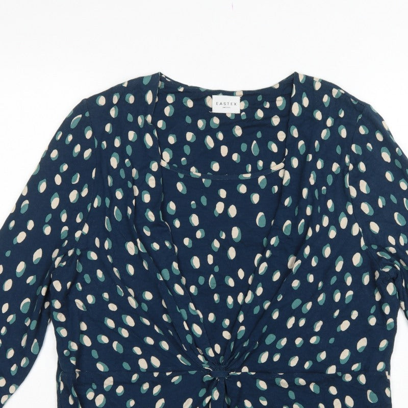 Eastex Women’s Blue Spot Print Wrap Blouse UK 18 Long Sleeve