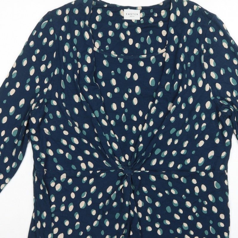 Eastex Women’s Blue Spot Print Wrap Blouse UK 18 Long Sleeve
