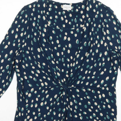 Eastex Women’s Blue Spot Print Wrap Blouse UK 18 Long Sleeve
