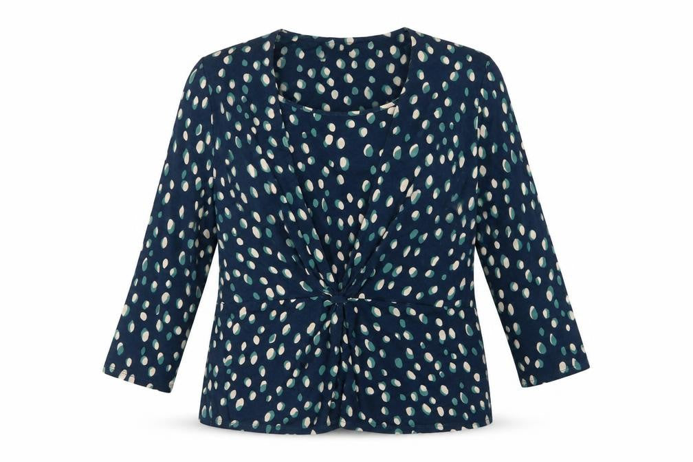 Eastex Women’s Blue Spot Print Wrap Blouse UK 18 Long Sleeve