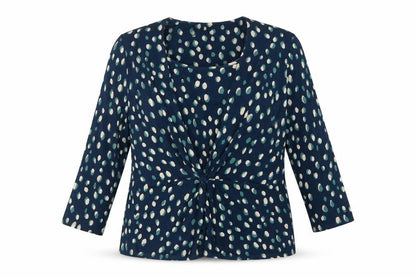 Eastex Women’s Blue Spot Print Wrap Blouse UK 18 Long Sleeve
