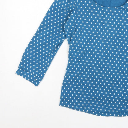 Seasalt Women Blue Polka Dot UK 12 3/4 Bell Sleeve Jersey T-Shirt