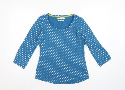 Seasalt Women Blue Polka Dot UK 12 3/4 Bell Sleeve Jersey T-Shirt