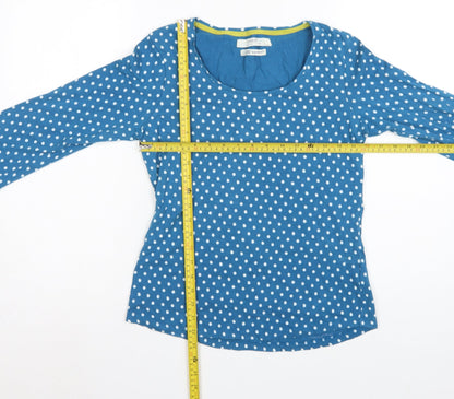 Seasalt Women Blue Polka Dot UK 12 3/4 Bell Sleeve Jersey T-Shirt