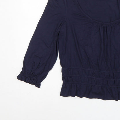 Boden Women Blue UK 12 Jersey Blouse Scoop Neck Balloon Sleeve