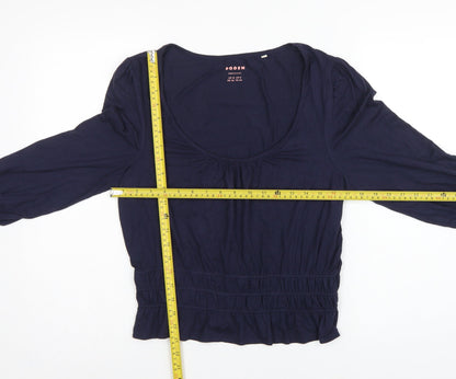 Boden Women Blue UK 12 Jersey Blouse Scoop Neck Balloon Sleeve