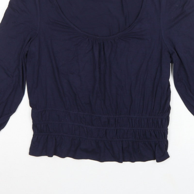 Boden Women Blue UK 12 Jersey Blouse Scoop Neck Balloon Sleeve