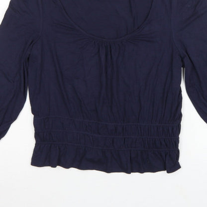Boden Women Blue UK 12 Jersey Blouse Scoop Neck Balloon Sleeve