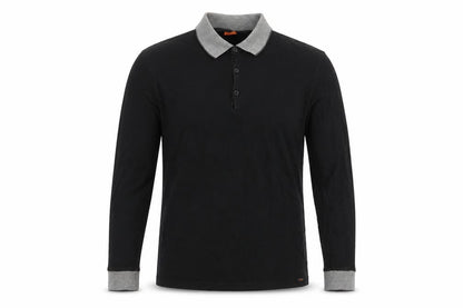 Hugo Boss Mens Black Grey Long Sleeve Cotton Polo Shirt L Logo