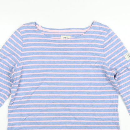 Joules Women Blue Pink Striped Boat Neck Long Sleeve Jersey Top UK 16