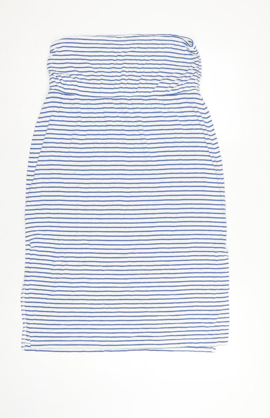 Laura Ashley Women Blue White UK 12 Striped Long Pencil Skirt
