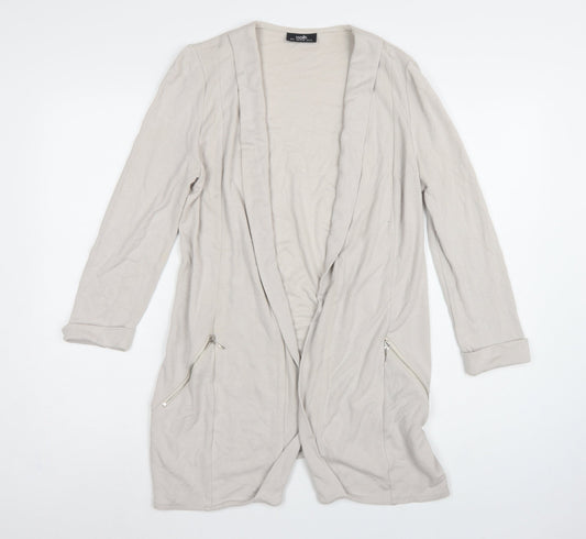 Wallis Women’s Beige UK S Open Longline Zip Pocket Cardigan