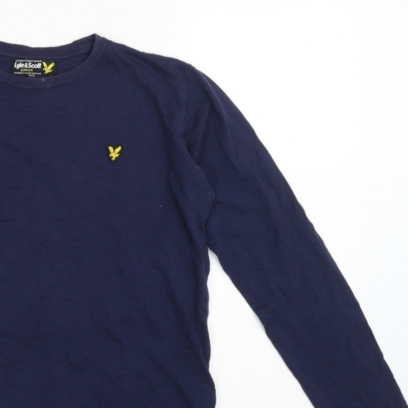 Lyle & Scott Boys Blue 14-15 Years Basic Long Sleeve Logo T-Shirt