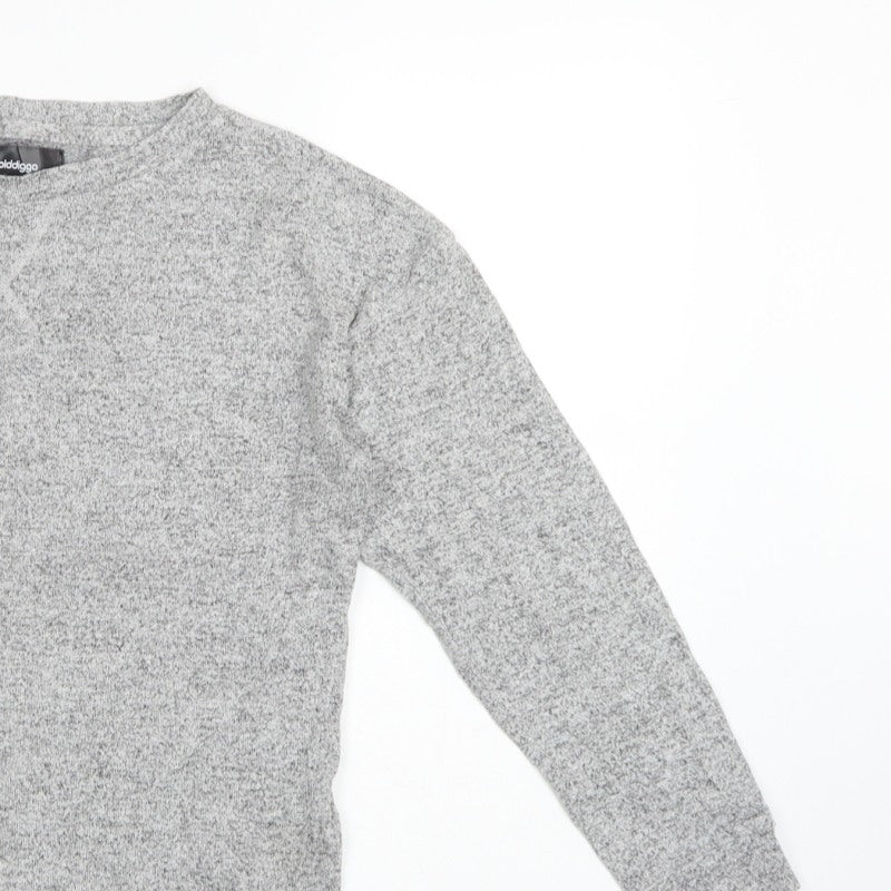 Golddigga Women Grey UK 10 Basic Knit Crew Neck Long Sleeve Top