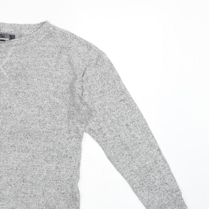Golddigga Women Grey UK 10 Basic Knit Crew Neck Long Sleeve Top