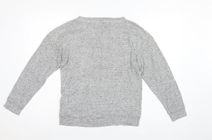 Golddigga Women Grey UK 10 Basic Knit Crew Neck Long Sleeve Top