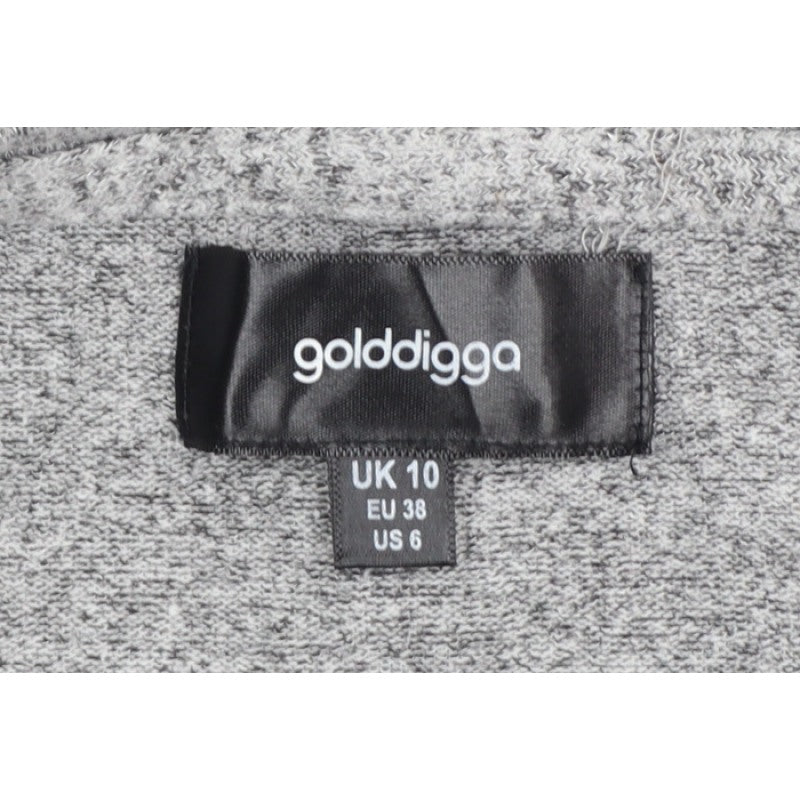 Golddigga Women Grey UK 10 Basic Knit Crew Neck Long Sleeve Top
