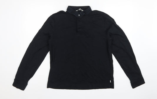 Back view of Autograph Men's Black S Long Sleeve Supima Cotton Polo Shirt