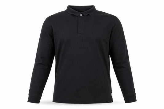 Front view of Autograph Men's Black S Long Sleeve Supima Cotton Polo Shirt