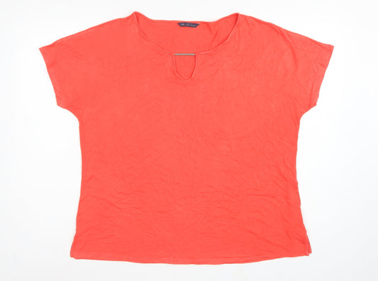 Marks and Spencer Women Red Size 18 Keyhole Stretch Jersey T-Shirt