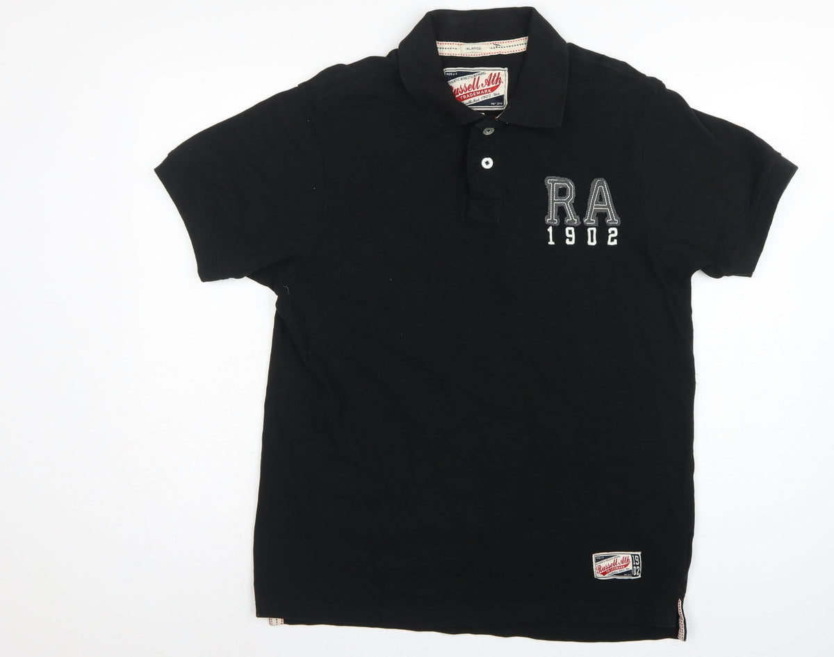 Russell Athletic Men’s Black XL Cotton Embroidered Logo Polo Shirt