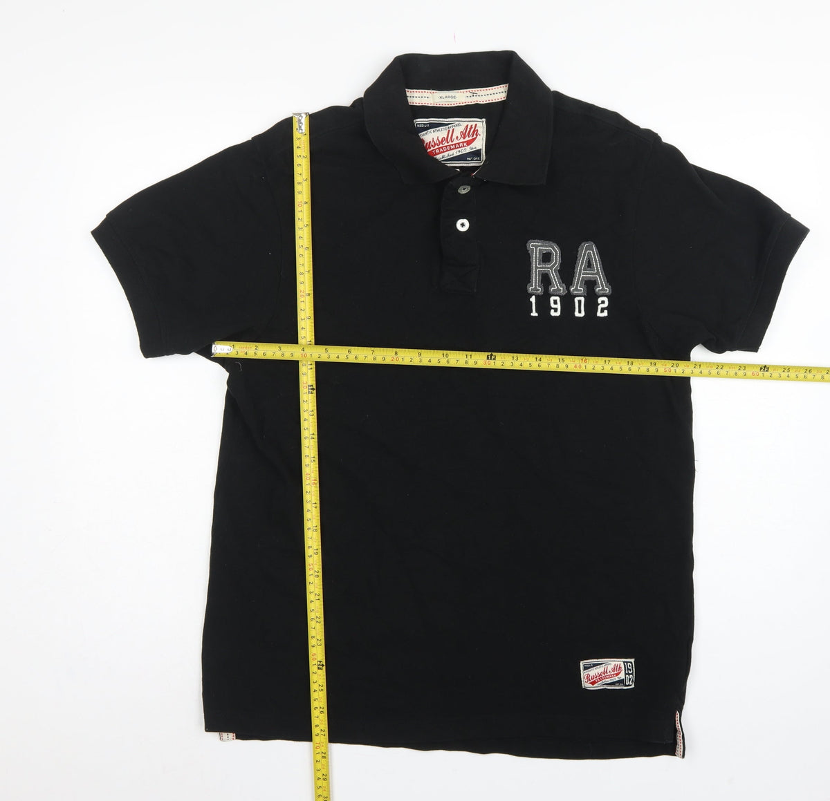 Russell Athletic Men’s Black XL Cotton Embroidered Logo Polo Shirt