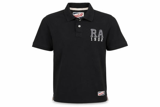 Front view of Russell Athletic Men’s Black XL Cotton Embroidered Logo Polo Shirt