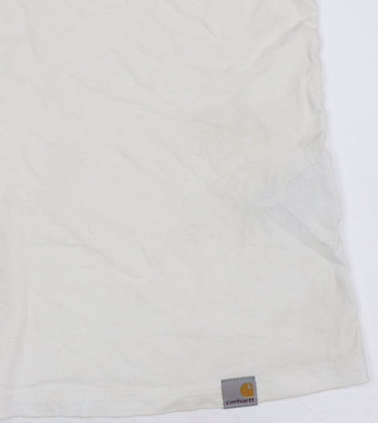 Carhartt Men’s M White Blue Detroit Logo Long Sleeve Raglan T-Shirt