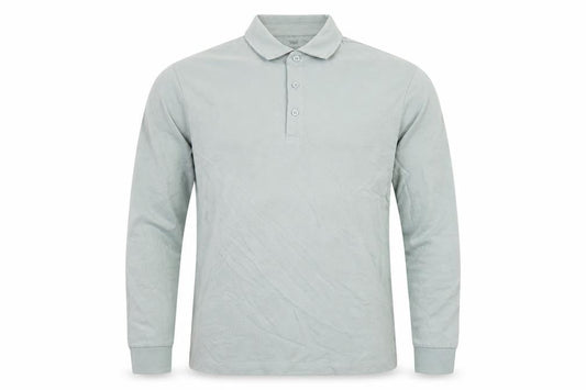Front view of Marks and Spencer Men Green S Regular Fit Long Sleeve Cotton Polo