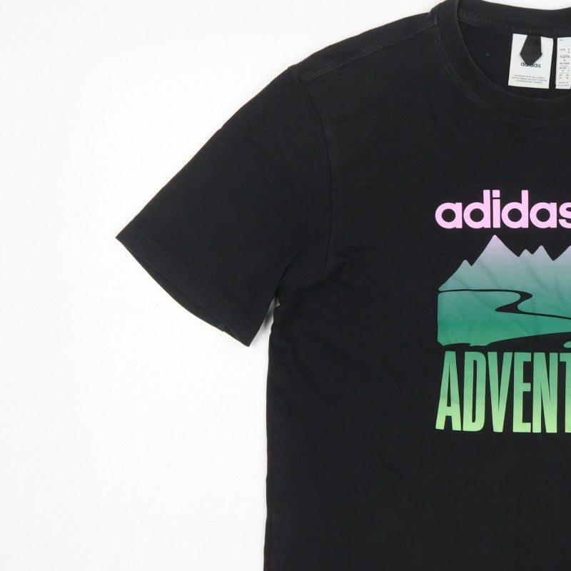 Adidas Men’s Black M Adventure Graphic Print Crew Neck Short Sleeve T-Shirt