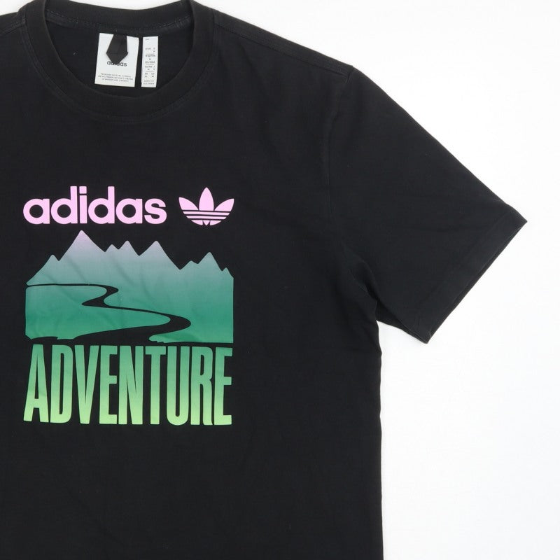 Adidas Men’s Black M Adventure Graphic Print Crew Neck Short Sleeve T-Shirt