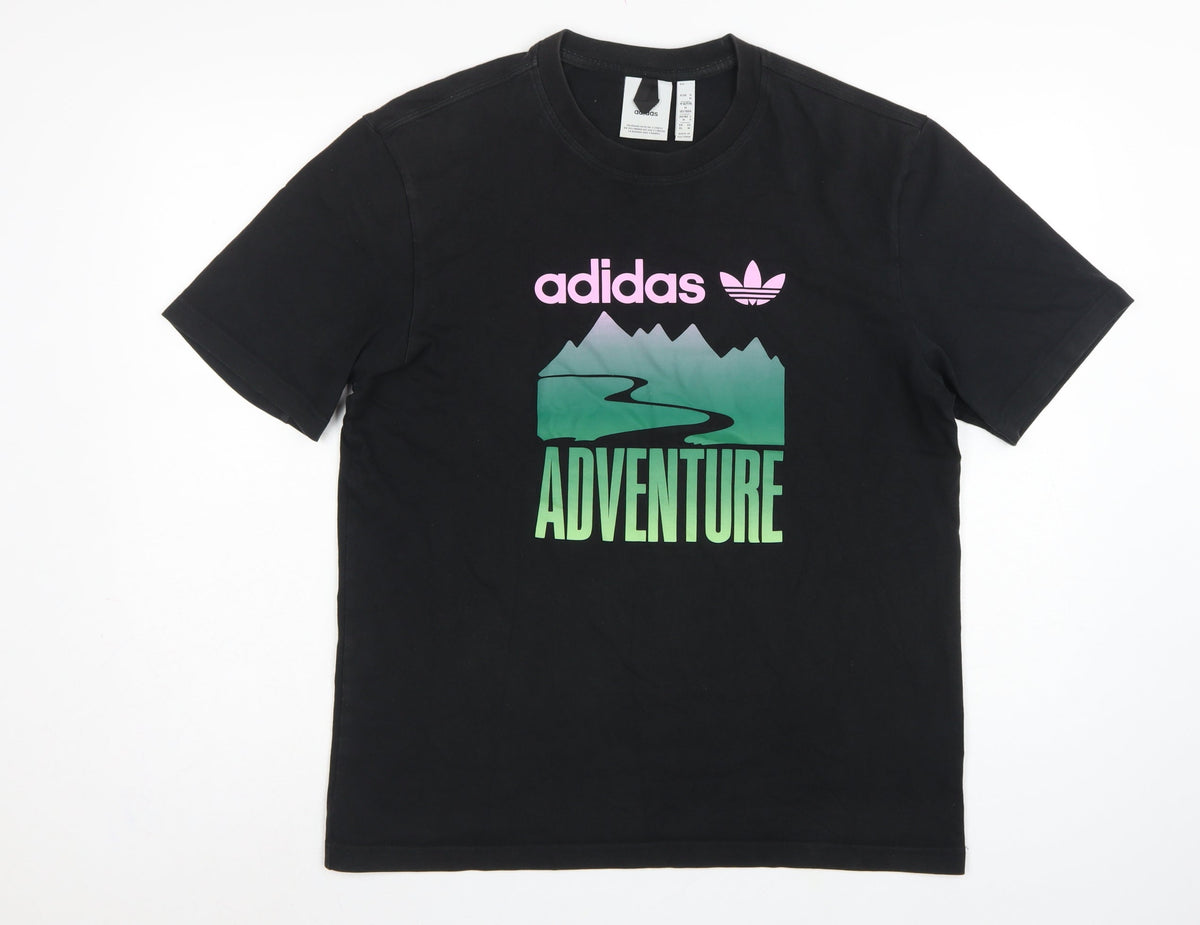 Adidas Men’s Black M Adventure Graphic Print Crew Neck Short Sleeve T-Shirt