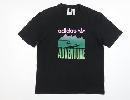 Adidas Men’s Black M Adventure Graphic Print Crew Neck Short Sleeve T-Shirt