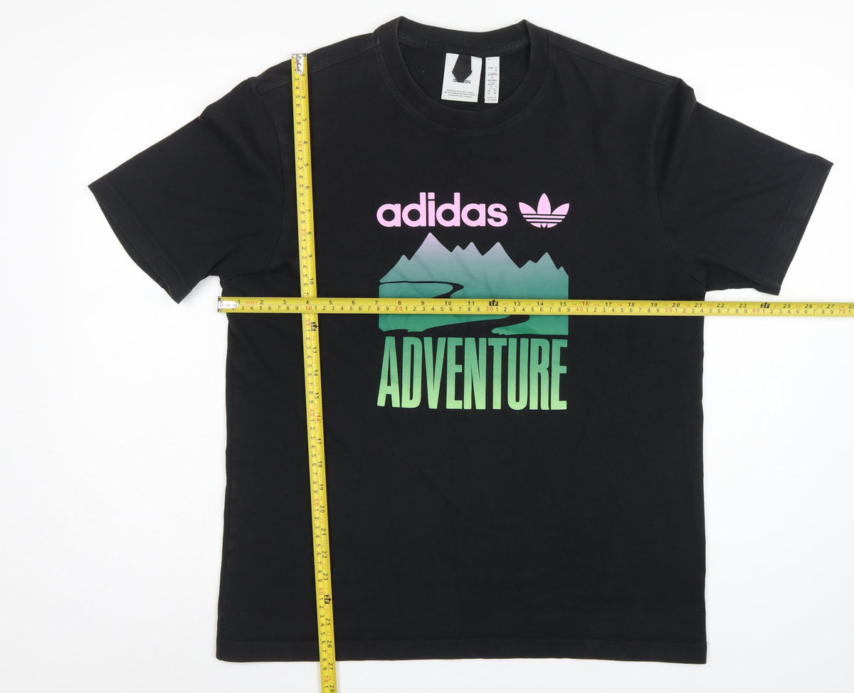 Adidas Men’s Black M Adventure Graphic Print Crew Neck Short Sleeve T-Shirt