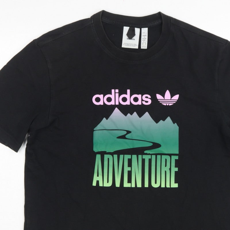 Adidas Men’s Black M Adventure Graphic Print Crew Neck Short Sleeve T-Shirt