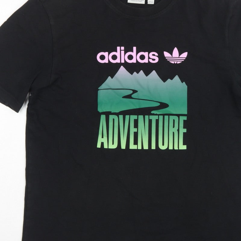 Adidas Men’s Black M Adventure Graphic Print Crew Neck Short Sleeve T-Shirt