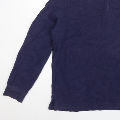 Polo Ralph Lauren Men Blue L 1/4 Zip High Neck Logo Sweatshirt