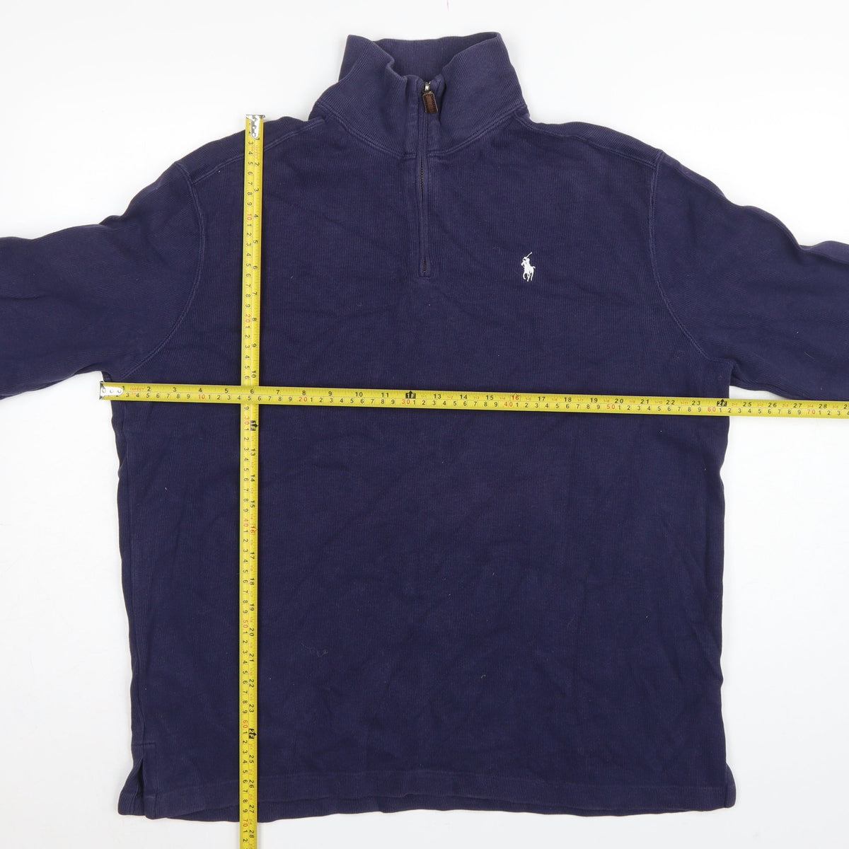 Polo Ralph Lauren Men Blue L 1/4 Zip High Neck Logo Sweatshirt