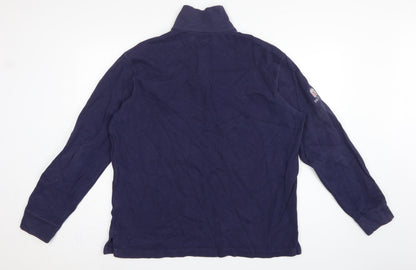 Polo Ralph Lauren Men Blue L 1/4 Zip High Neck Logo Sweatshirt