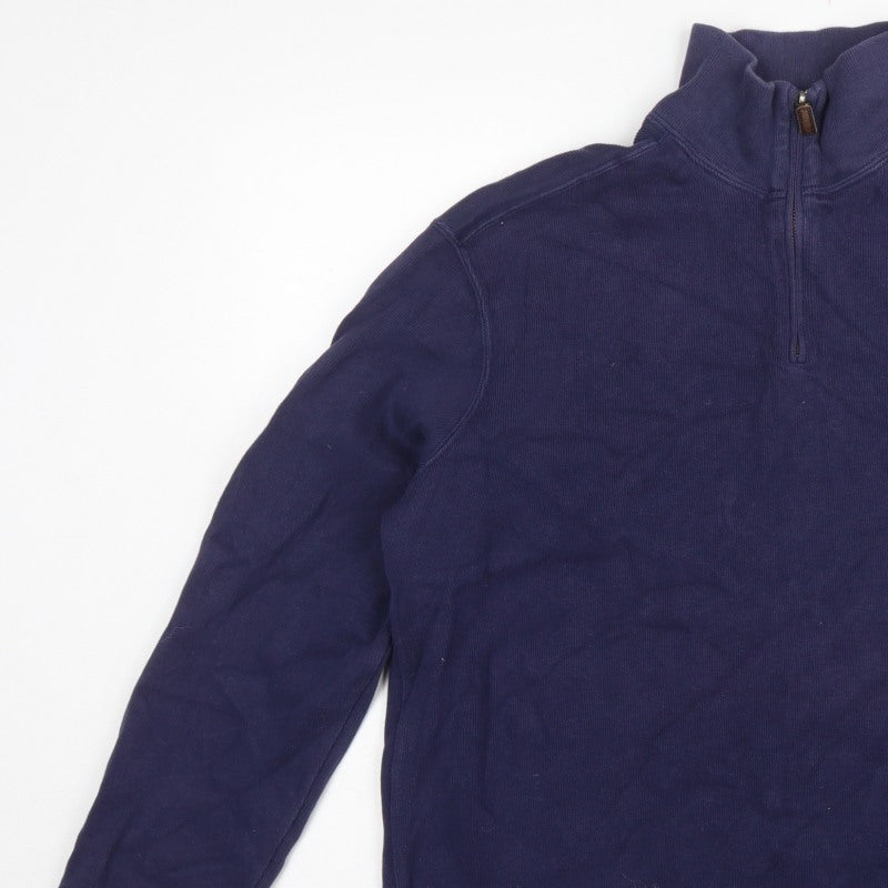 Polo Ralph Lauren Men Blue L 1/4 Zip High Neck Logo Sweatshirt