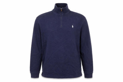 Polo Ralph Lauren Men Blue L 1/4 Zip High Neck Logo Sweatshirt
