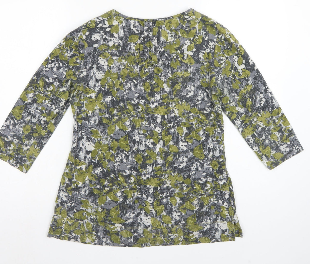 Dash Women Green Floral Cotton Tunic Blouse UK 10 3/4 Sleeve