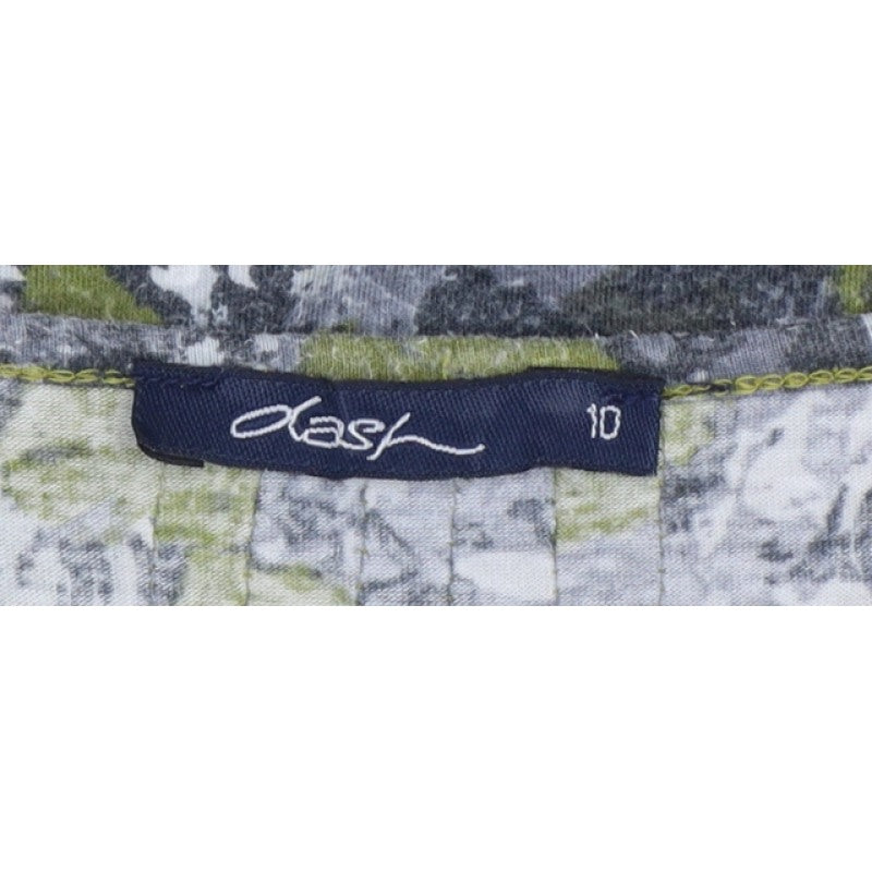 Dash Women Green Floral Cotton Tunic Blouse UK 10 3/4 Sleeve
