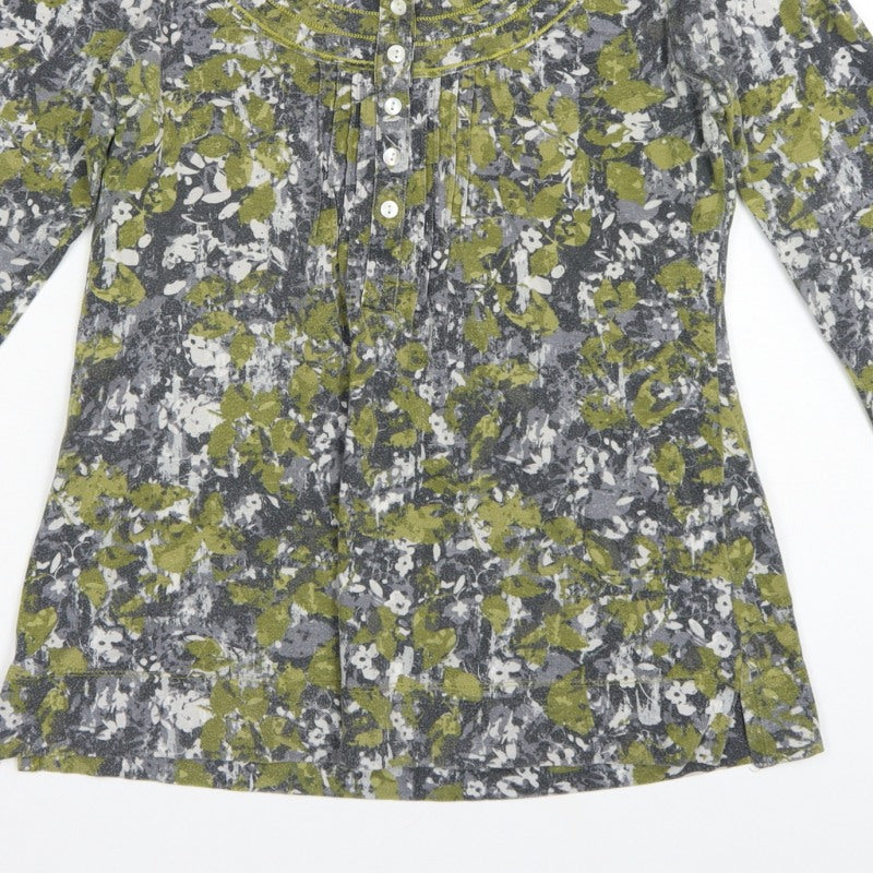 Dash Women Green Floral Cotton Tunic Blouse UK 10 3/4 Sleeve