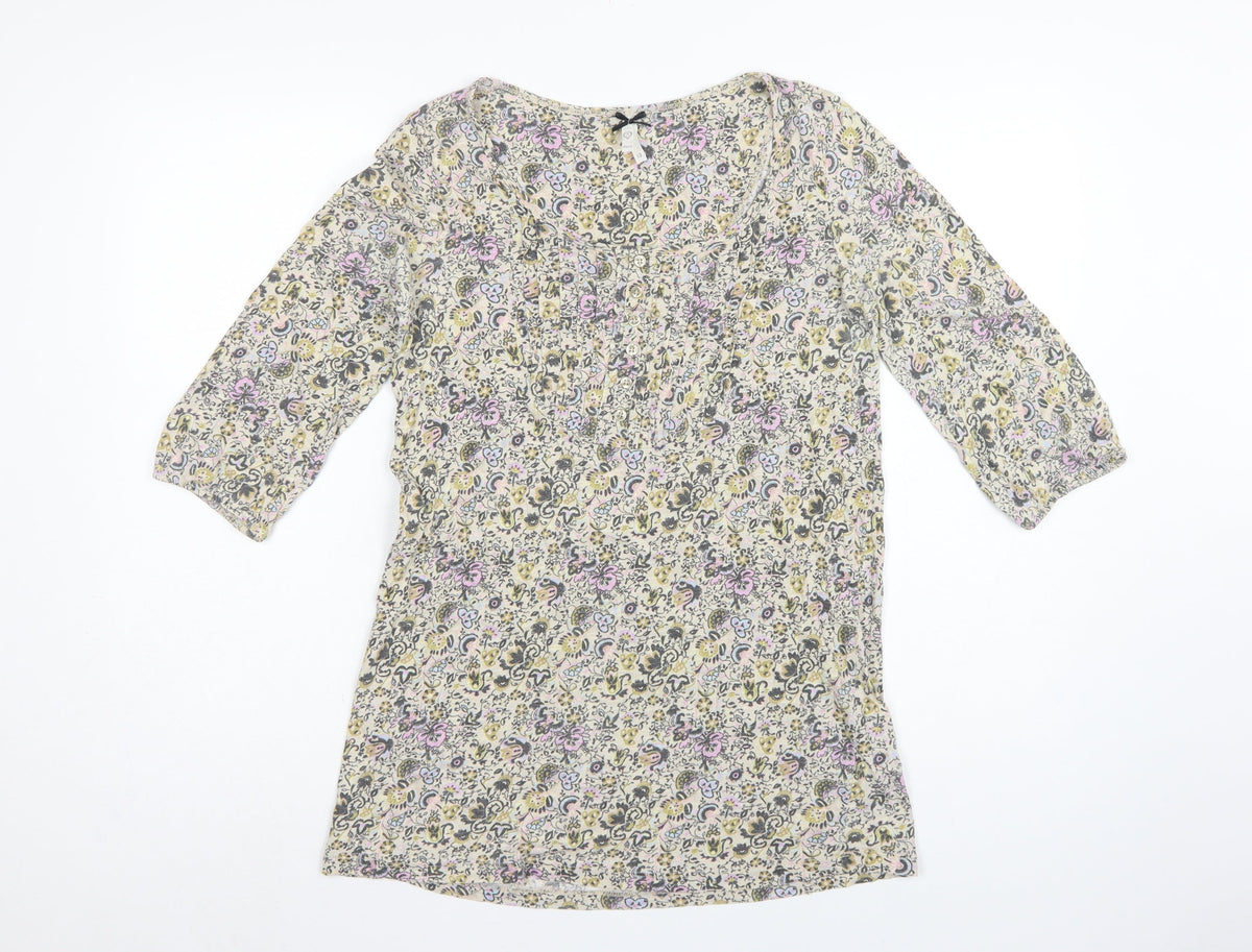 Next Women’s Multicoloured Floral Tunic Blouse Size 12 3/4 Sleeve
