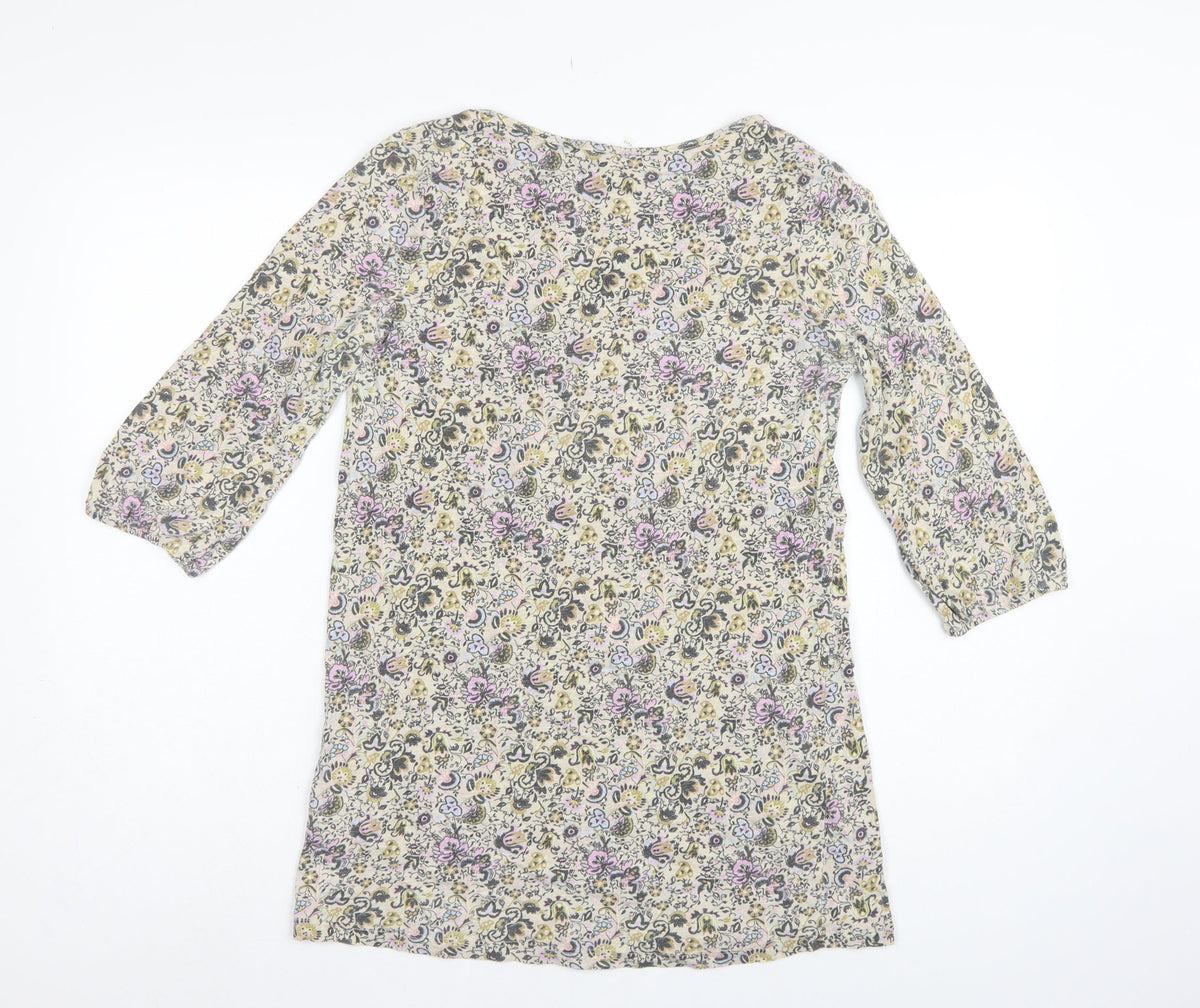 Next Women’s Multicoloured Floral Tunic Blouse Size 12 3/4 Sleeve